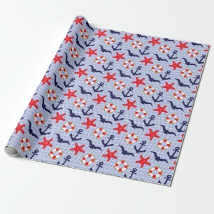 Papier Cadeau Motif d'animaux marins à l'aquarelle