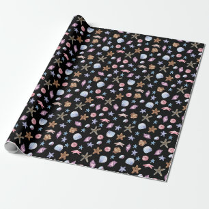Papier Cadeau Motif d'animaux marins à l'aquarelle