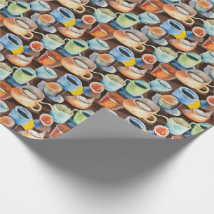 Papier Cadeau Motif d'aquarelle Abstraite tasses à café