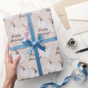 Papier Cadeau Motif d'aquarelle Citrouille blanc
