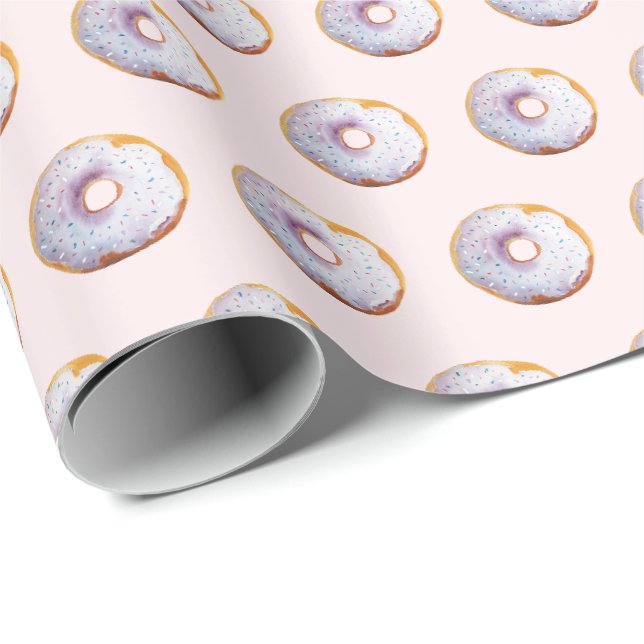 Papier Cadeau Motif d'aquarelle de beigne (Coin rond)