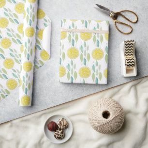 Papier Cadeau Motif d'aquarelle de tranches de citron