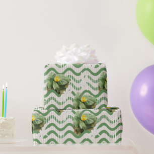 Papier Cadeau motif d'aquarelle jaune Lys d'eau
