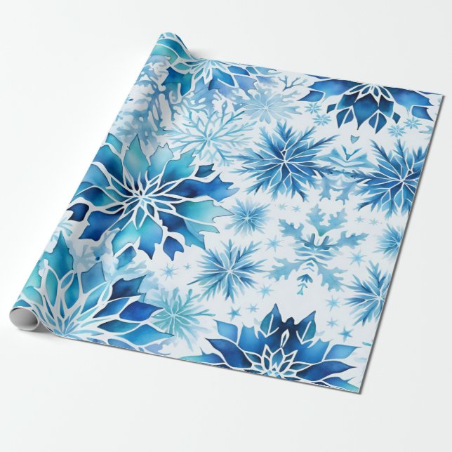 Papier Cadeau Motif d'aquarelle magique hivernale (Déroulé)