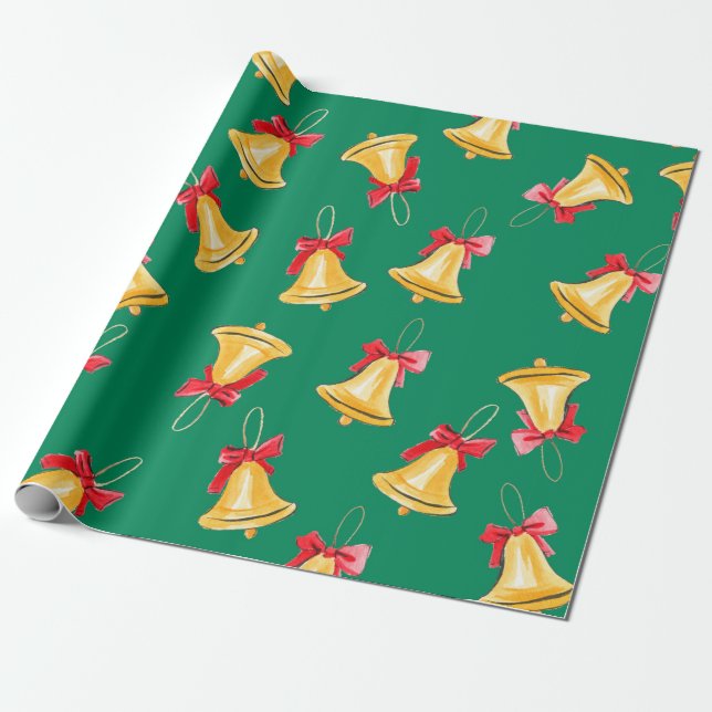 Papier Cadeau Motif d'aquarelle transparente avec cloche  (Déroulé)