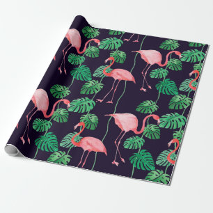 Papier Cadeau Motif d'aquarelle transparente avec flamant