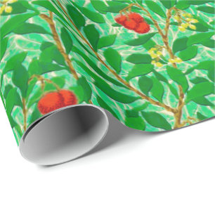 Papier Cadeau Motif d'arbre de litchi de William Morris, vert