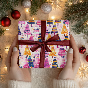 Papier Cadeau Motif d'arbre de Noël à bonbons