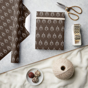 Papier Cadeau Motif d'arbre de Noël au chocolat noir