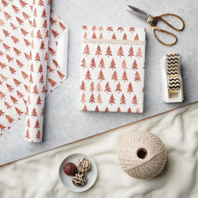 Papier Cadeau Motif d'arbre peint minimal moderne (Artisanat)