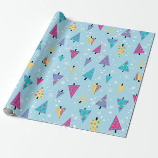 Papier Cadeau Motif d'arbres de Noël géométriques ludiques