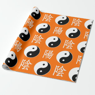 Papier Cadeau Motif d'Arrière - plan orange du Yinyang