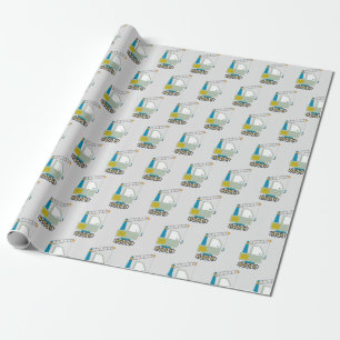 Papier Cadeau Motif d'art de chariot élévateur bleu