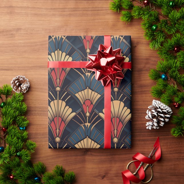 Papier Cadeau Motif d'art déco géométrique coloré (Cadeau de vacances)