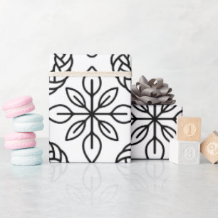 Papier Cadeau Motif d'art en ligne noire et blanche