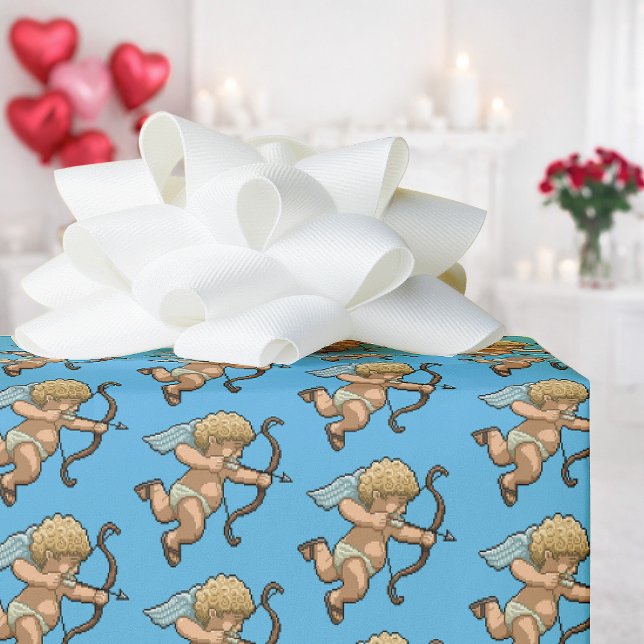 Papier Cadeau Motif d'art pixelisé de flèche d'amour de la Saint (Créateur téléchargé)