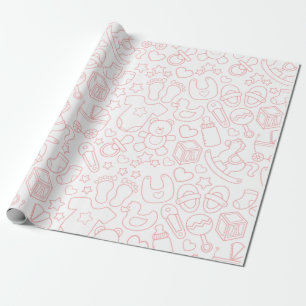 Papier Cadeau Motif d'article pour bébé rose mou