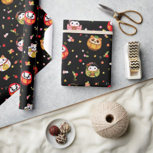 Papier Cadeau Motif daruma mignon