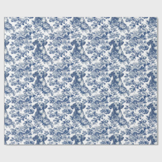 Papier Cadeau Motif Daschund Dog Blue Toile