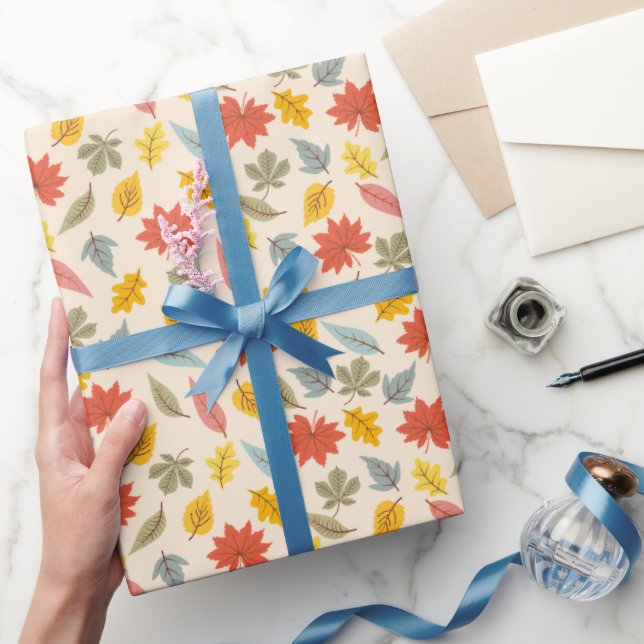 Papier Cadeau Motif d'automne feuille colorée (Cadeaux)