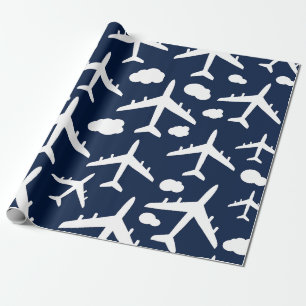 Papier Cadeau Motif d'avion volant bleu