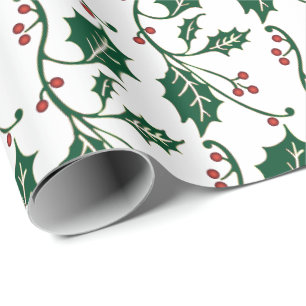 Papier Cadeau Motif de baie de houx