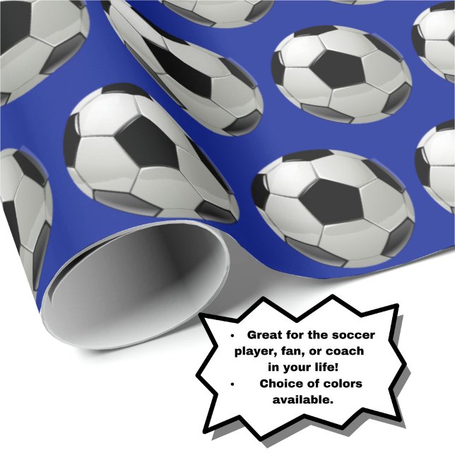 Papier Cadeau Motif de balle de soccer amusant sur papier d'enve (Personalize your gift with this fun soccer ball pattern wrapping paper!)