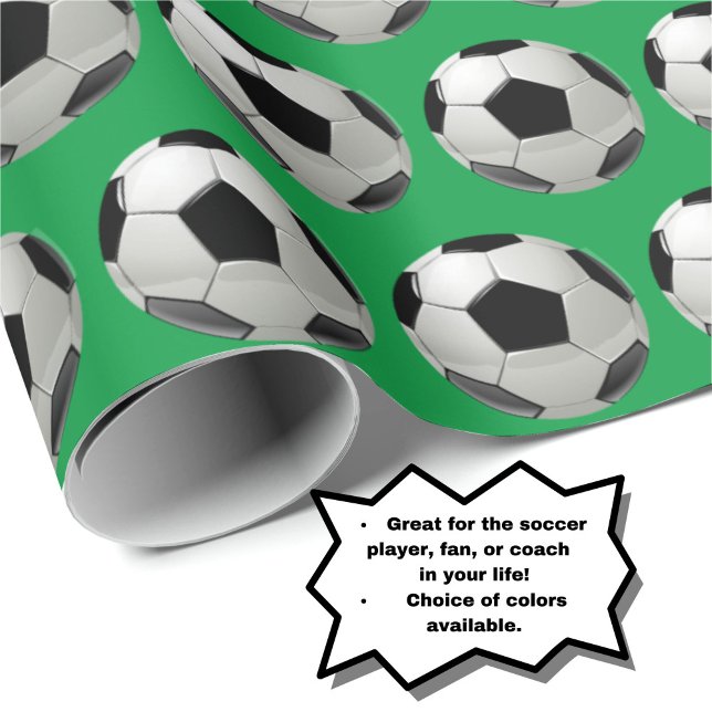 Papier Cadeau Motif de balle de soccer amusant sur papier d'enve (Personalize your gift with this fun soccer wrapping paper!)