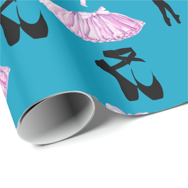 Papier Cadeau Motif de ballet avec Dance Attire et Ballerina (Coin rond)