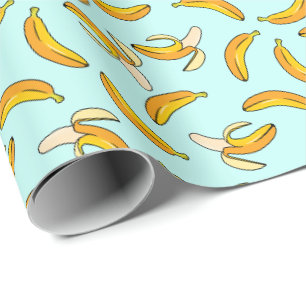 Papier Cadeau Motif de bananes pelées et entières