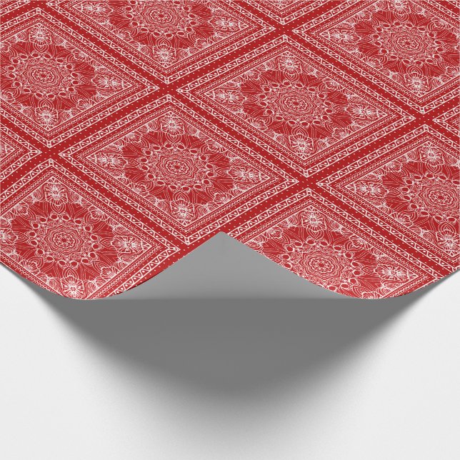 Papier Cadeau motif de bandana rouge et blanc (Coin)