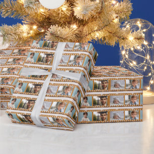 Papier Cadeau Motif de bande de film personnalisé de 16 photos, 