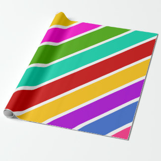 Papier Cadeau Motif de bandes de bonbons de couleur rétro