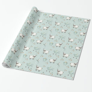 Papier Cadeau Motif de bébé de vert sauge