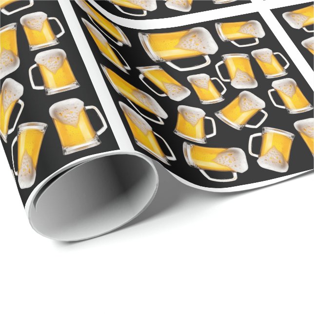 Papier Cadeau Motif de bière (Coin rond)