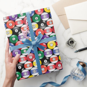 Papier Cadeau Motif de billes de billard solide et en bande