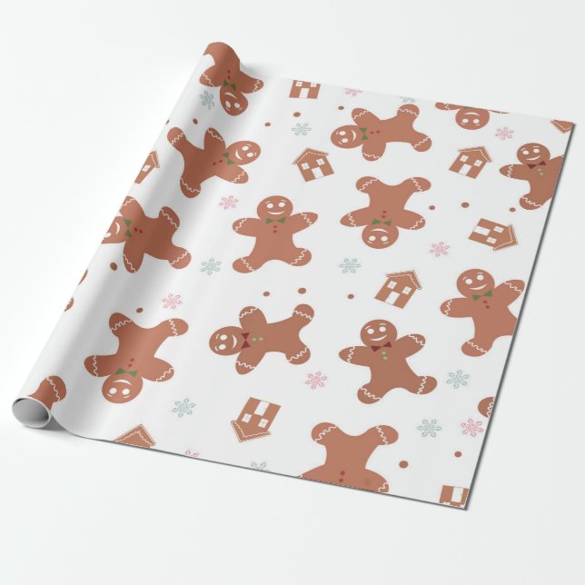 Papier Cadeau Motif de biscuits de pain d'épices (Déroulé)
