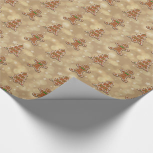 Papier Cadeau Motif de biscuits en pain d'épices - Papier d'enve