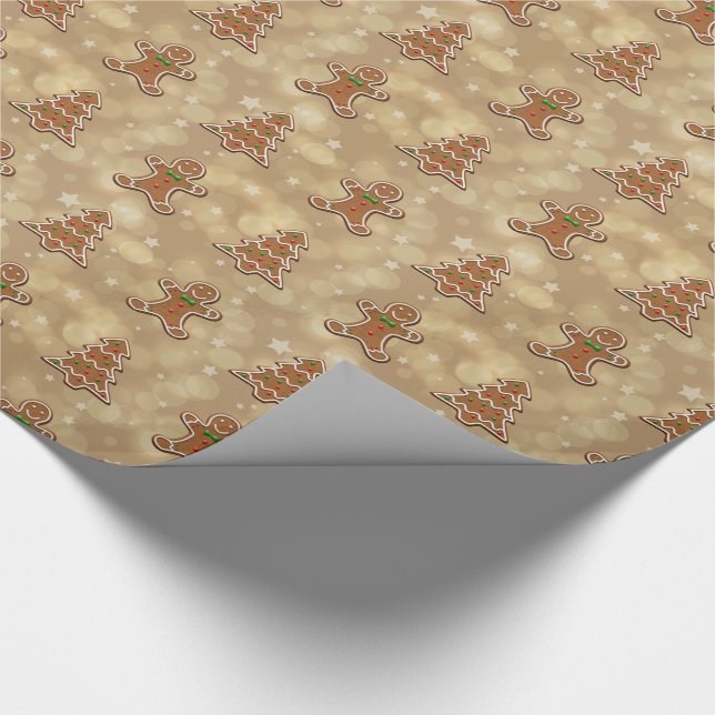 Papier Cadeau Motif de biscuits en pain d'épices - Papier d'enve (Coin)