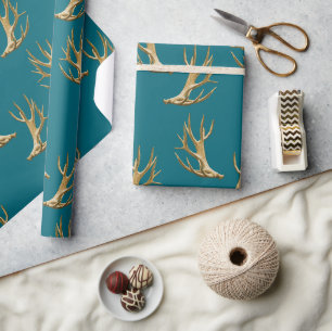 Papier Cadeau Motif de bois de cerf bleu sarcelle foncé Cadeau m