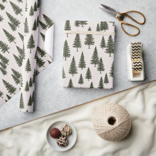Papier Cadeau Motif de bois de pins verts forestiers
