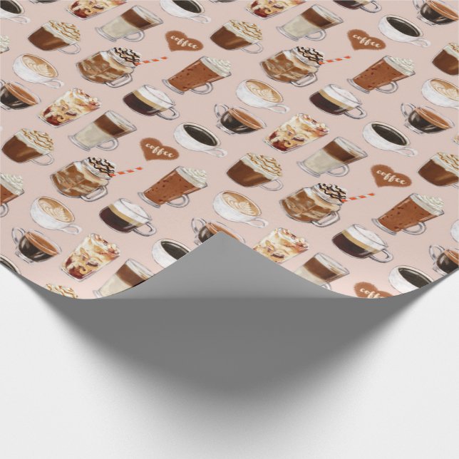 Papier Cadeau Motif de boissons et de desserts de café (Coin)