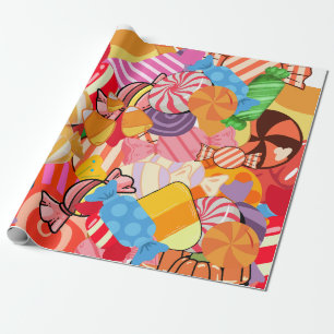 Papier Cadeau motif de bonbons d'Halloween