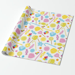 Papier Cadeau Motif de bonbons Lollipop Gumdrops Fournitures de
