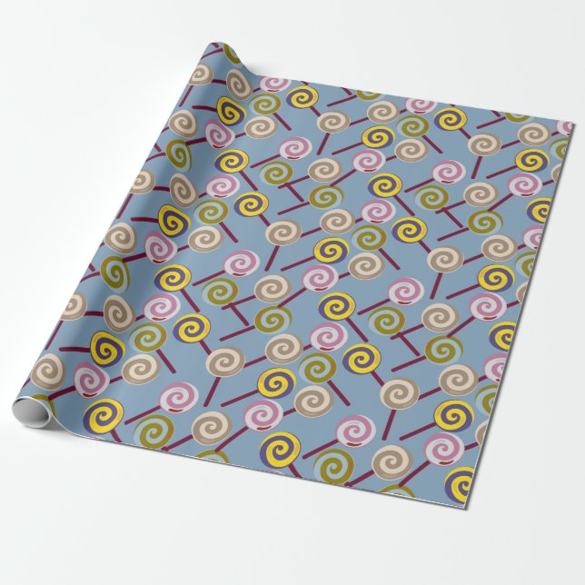Papier Cadeau Motif de bonbons | motif Lollies | lollipop 3 (Déroulé)