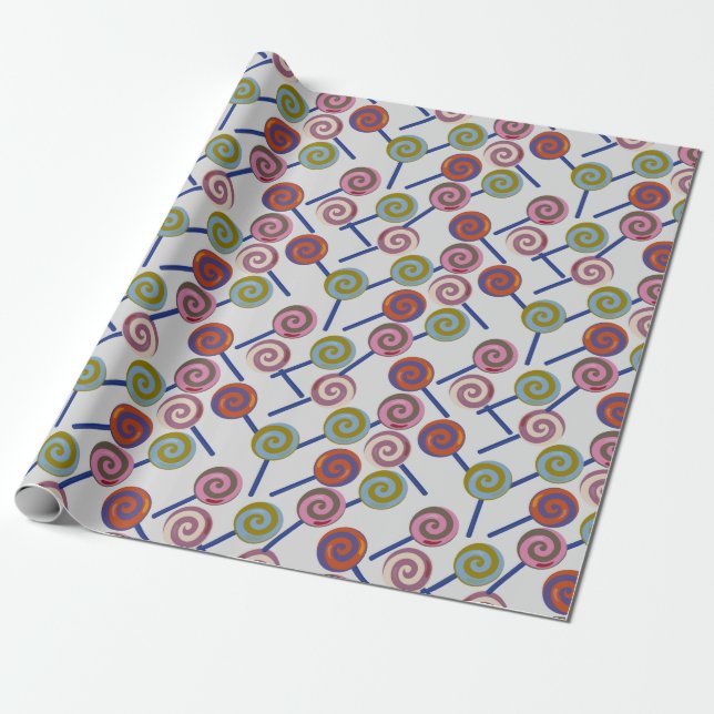 Papier Cadeau Motif de bonbons | motif Lollies | lollipop 8 (Déroulé)
