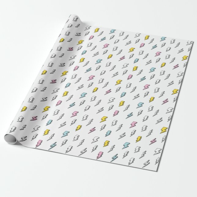 Papier Cadeau Motif de boulon de foudre à doodle mignon (Déroulé)
