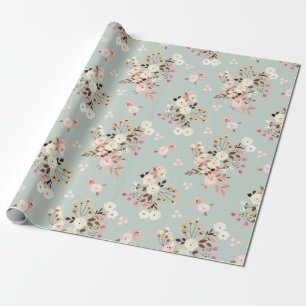 Papier Cadeau Motif de bouquet de couleur d'eau rustique 