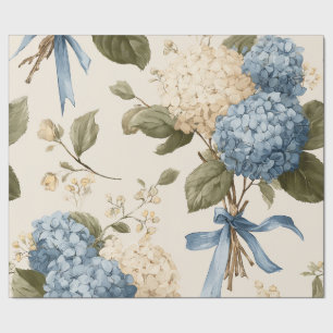 Papier Cadeau Motif de bouquet d'hortensias vintage