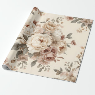 Papier Cadeau Motif de bouquet floral vintage romantique